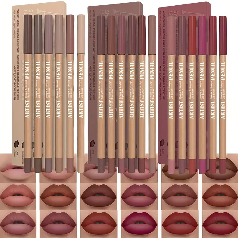 Pure Luna™ VelvetLips – 6-Piece Matte Lip Liner Set