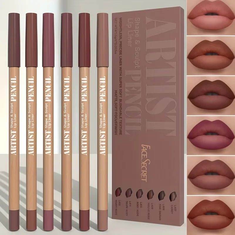 Pure Luna™ VelvetLips – 6-Piece Matte Lip Liner Set