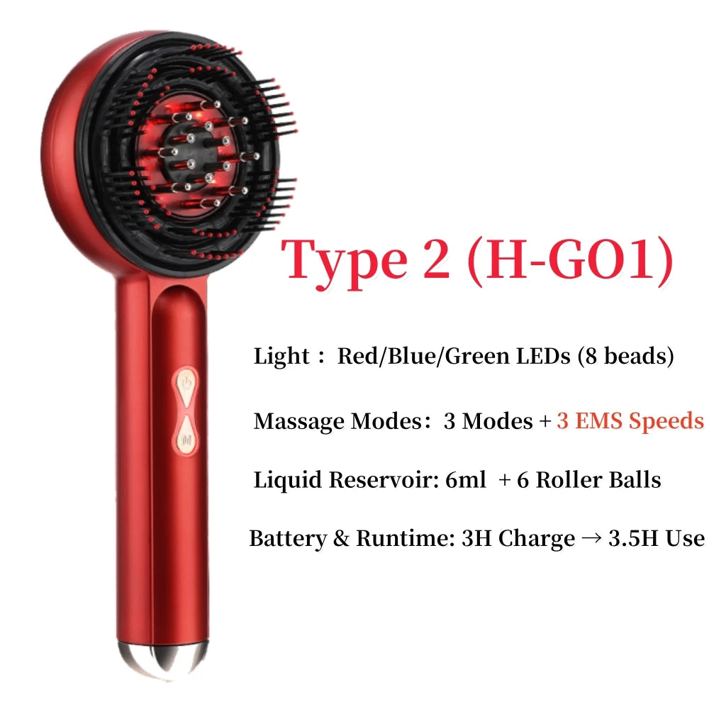 Pure Luna™ 4D Electric Scalp Vibration Massage Comb Red Light Hair Growth Massage Brush Anti Hair Loss Liquid Oil Applicator Hair Care